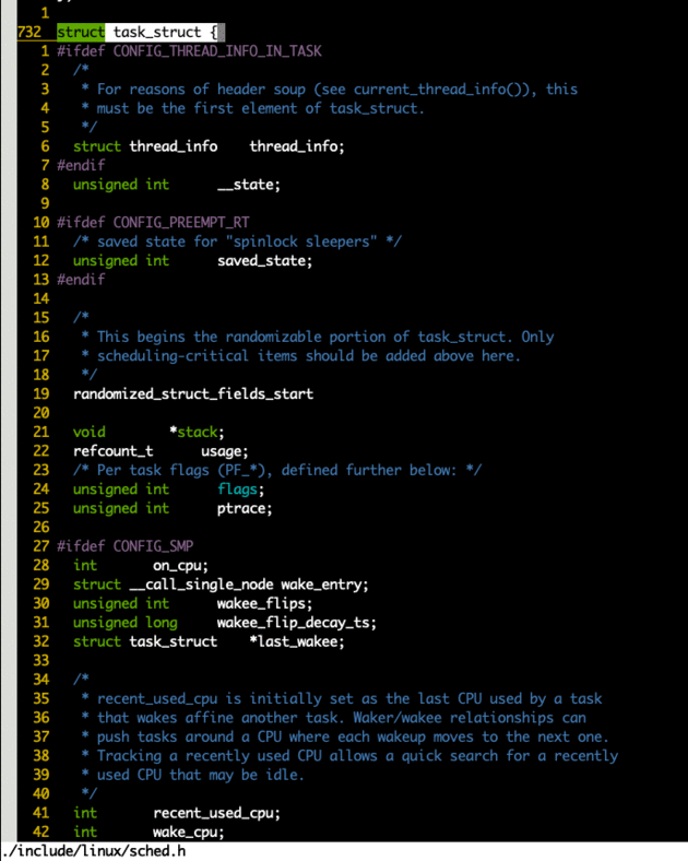 Linux task_struct Code Sample